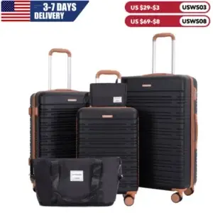 Luggage 5 Pieces Suitcase  Double Spinner Wheel,