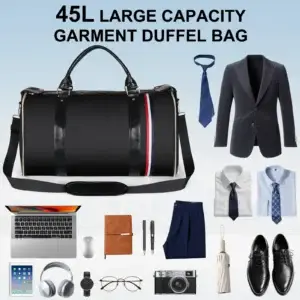 Large Capacity Folding Suit Storage Bag Waterproof PU Leather Luggage With Shoulder Strap Travel Suitcase for Business Trips