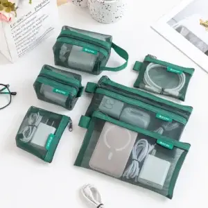 6Pcs Transparent Mesh Zipper Storage Bags