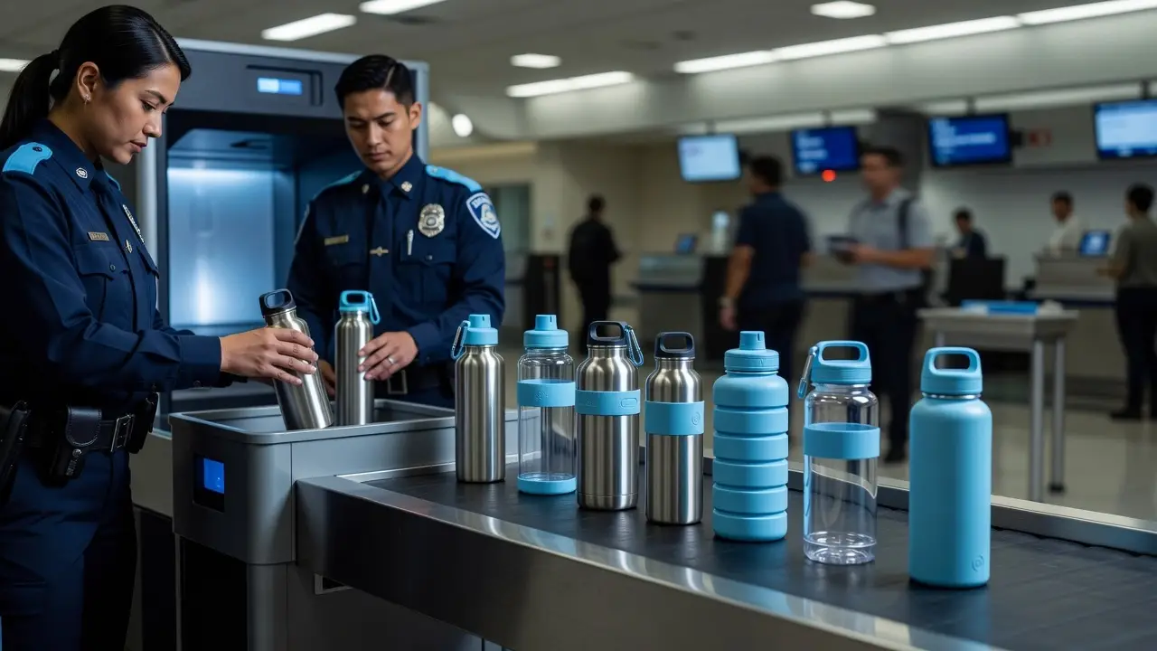 Professional header image for list-based article: Best Travel Water Bottles That Actually Work at the Airport