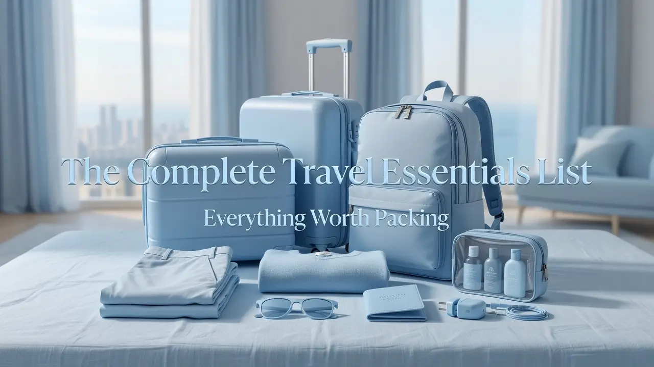 Professional header image for list-based article: The Complete Travel Essentials List: Everything Worth Pac...