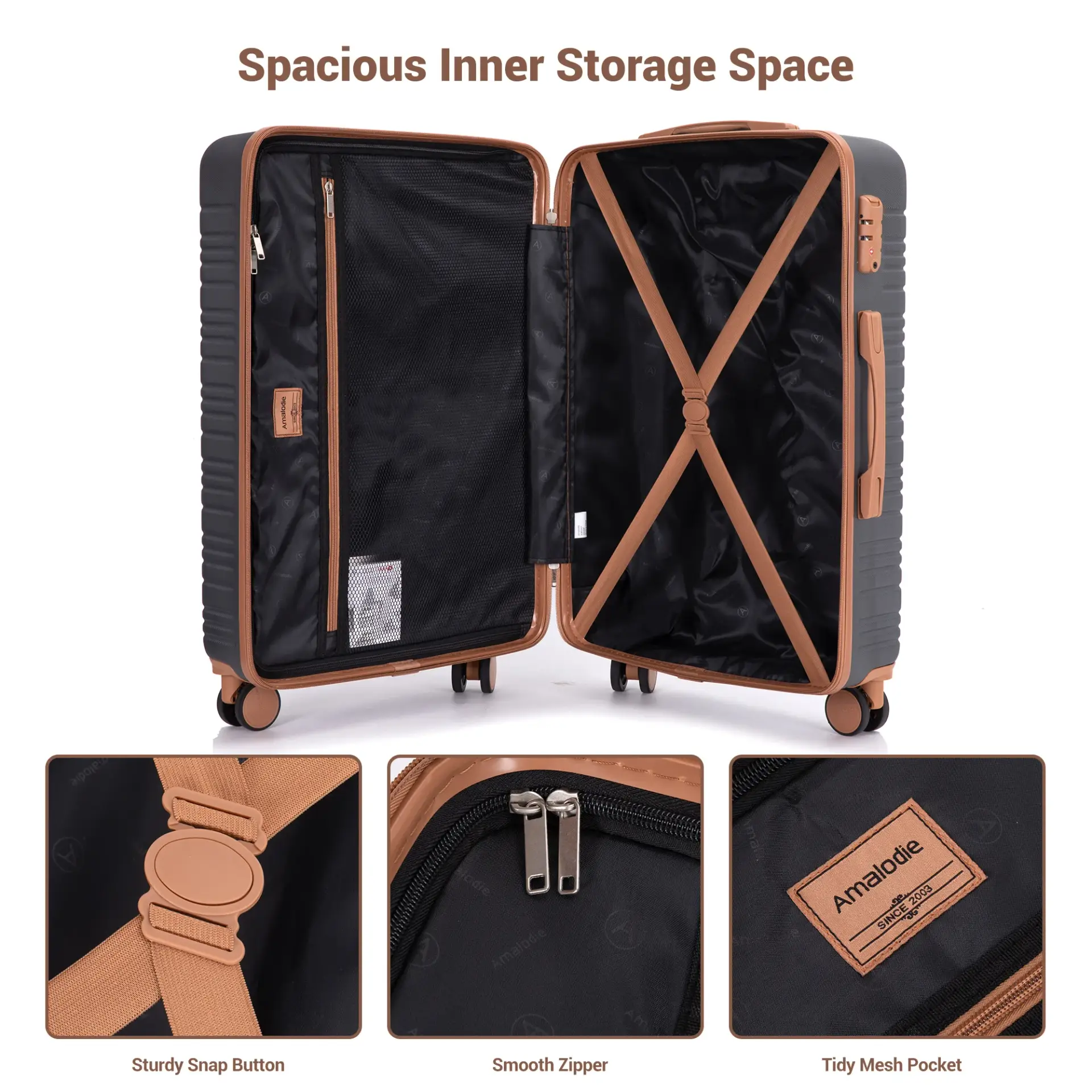 Luggage Sets 6 Piece, Suitcases with Double spinner wheels - Image 4