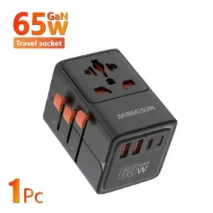 Universal Travel Adapter — black adapter front view
