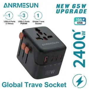 Universal Travel Adapter — plug and USB port detail