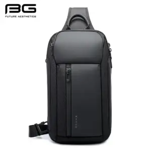 Black Bange waterproof chest bag with front zipper pockets for travel and everyday carry
