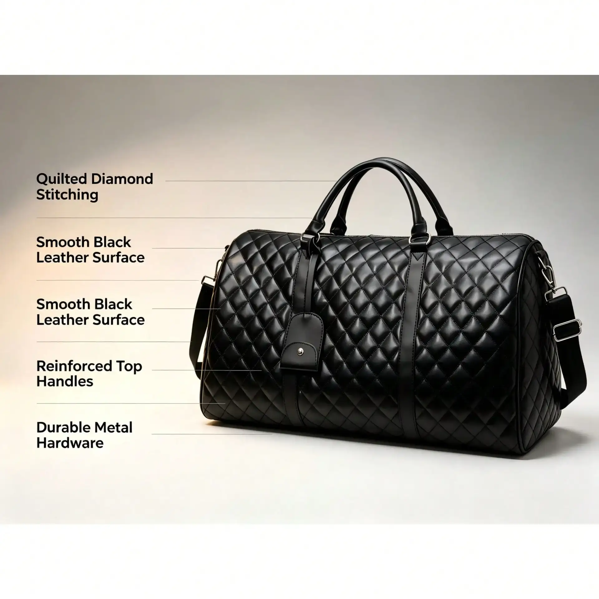 Black travel duffle bag product detail