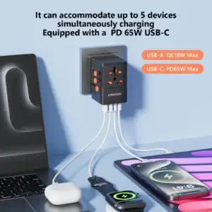 Universal Travel Adapter — adapter charging several devices