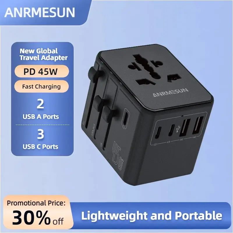 Universal Travel Adapter — USB charging ports