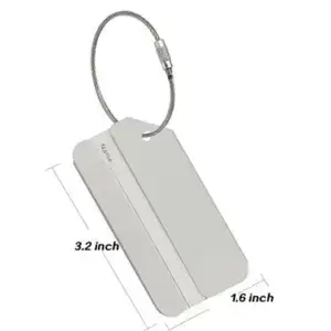 Aluminum luggage tag dimensions diagram for suitcase and carry-on identification tags