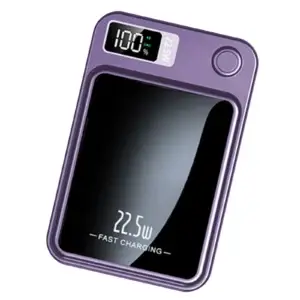 Purple 2-in-1 wireless magnetic power bank front view for portable charging