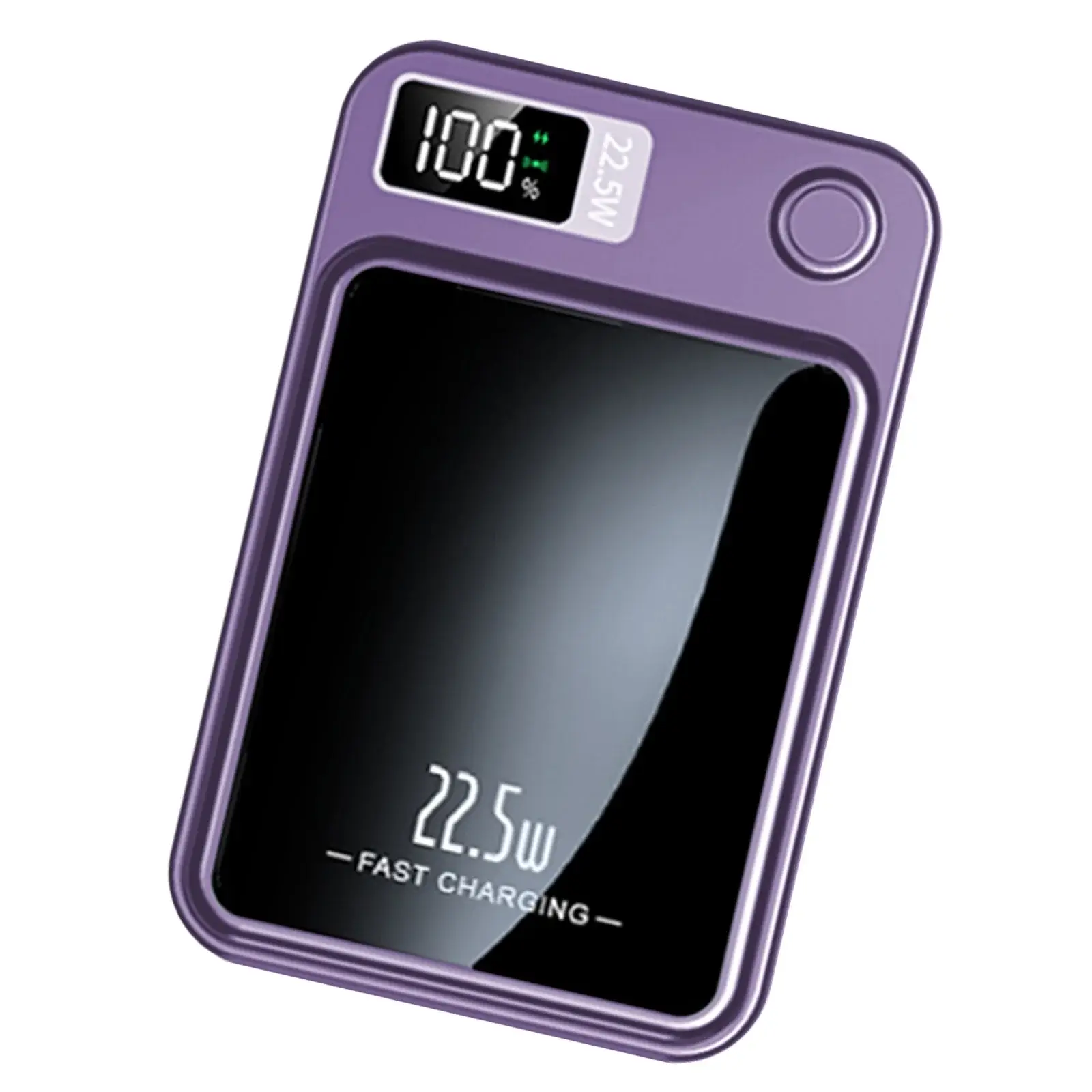 Purple 2-in-1 wireless magnetic power bank front view for portable charging