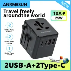 Universal travel adapter plug options for EU UK US and Australia