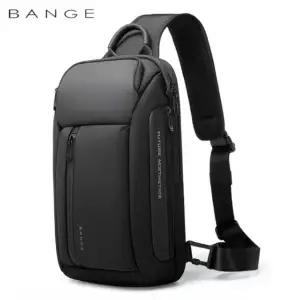 Black Bange waterproof chest bag shown at an angle for travel and everyday use