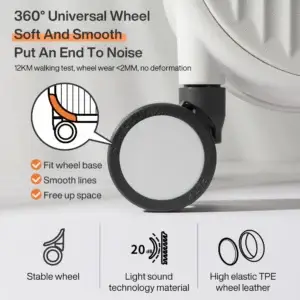 Mixi hard shell suitcase close-up of smooth spinner wheel for travel luggage