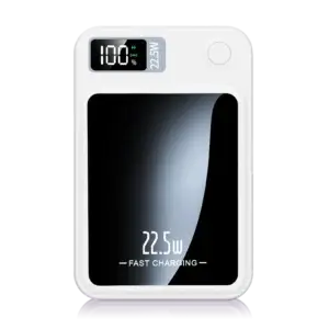 White 2-in-1 wireless magnetic power bank front view for portable charging