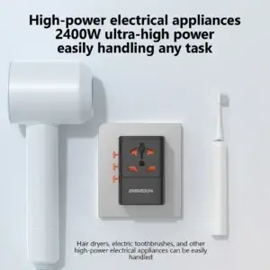 Universal Travel Adapter — adapter in a wall socket