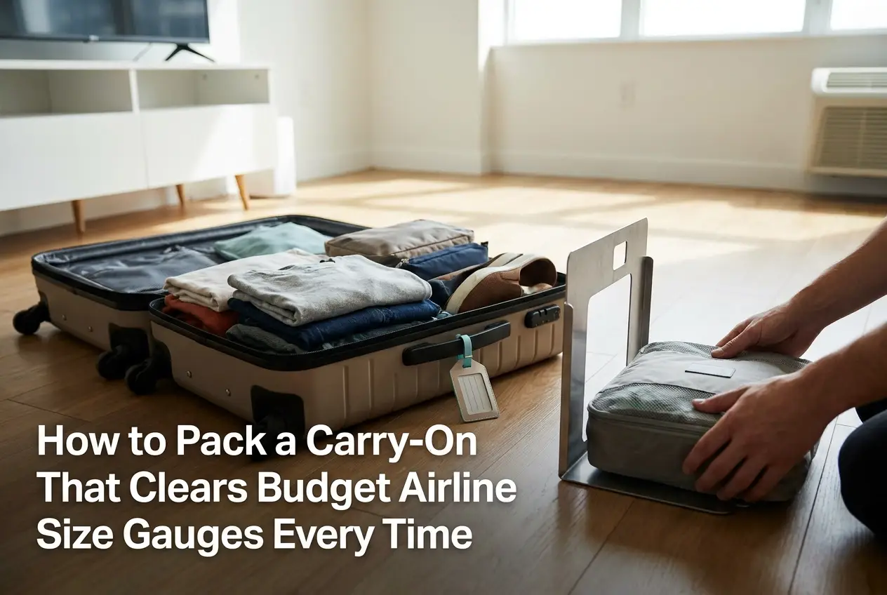 Professional header image for step-by-step guide: How to Pack a Carry-On That Clears Budget Airline Size Ga...