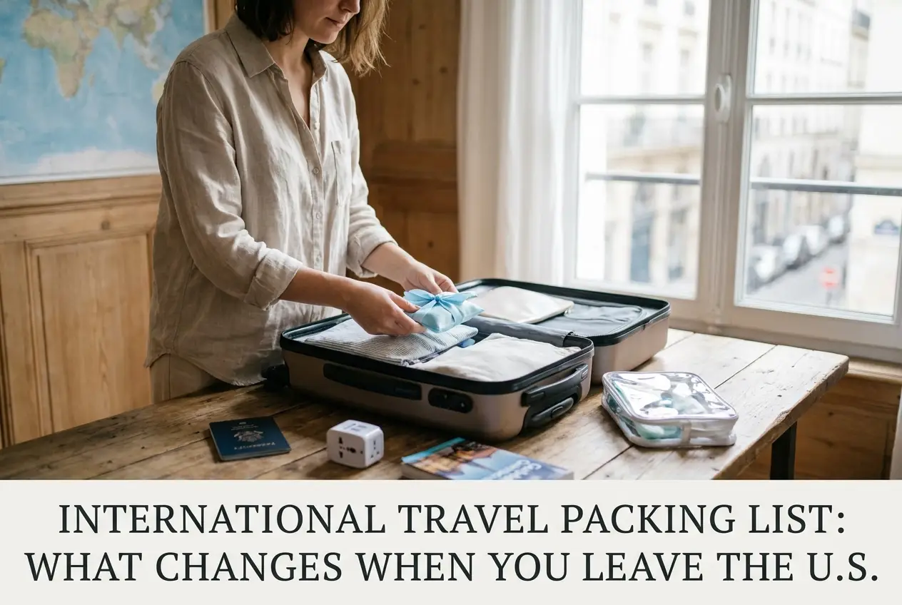 Professional header image for list-based article: International Travel Packing List: What Changes When You ...