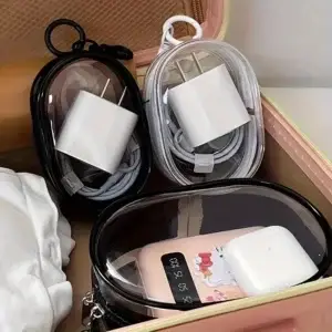 Portable clear zipper pouch for small toiletries travel accessories and personal items