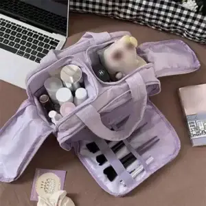 Large travel toiletry bag organizer for bathroom essentials on trips