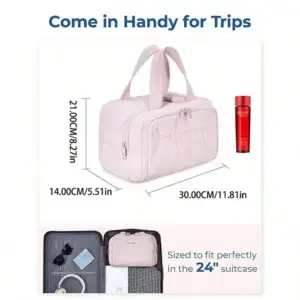 Large travel toiletry bag for organized toiletries and personal items