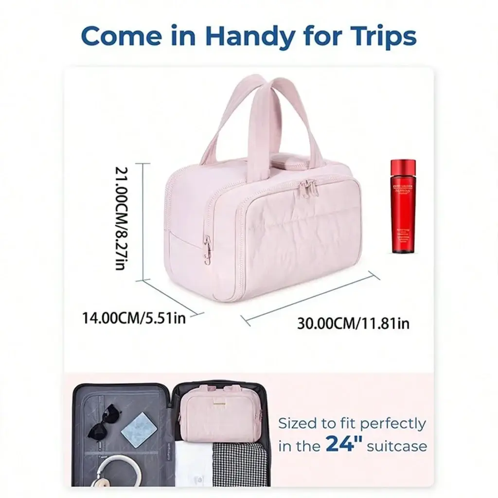 Large travel toiletry bag for organized toiletries and personal items